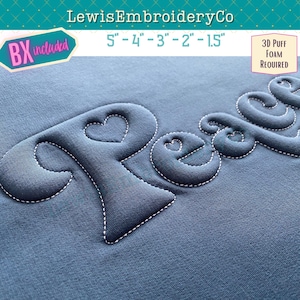 Embossed 3D Puff Embroidery Font - Puff Foam Embroidery Font -  Puffy Outline Font - Heart Embroidery Font - Romantic Font - BX Font