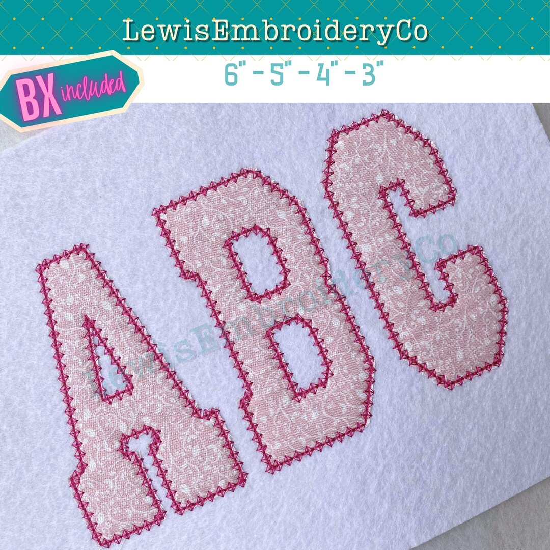 Diamond Edge Applique Embroidery Font - Varsity Block Letters - Vintage ...