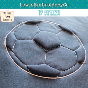 Soccer Ball Embossed Puff Embroidery Design - Sport Design - Embossed Outline - Soccer Embroidery - Embossed Machine Embroidery Design