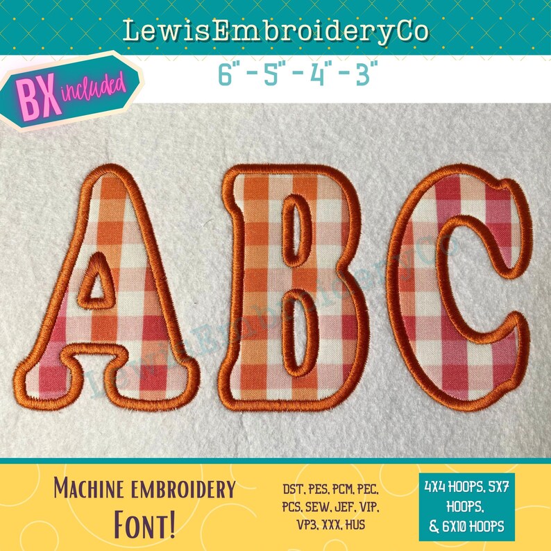 Narrow Cooper Applique Embroidery Font - Birthday Applique Alphabet ...