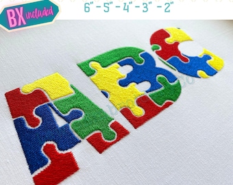 Autism Awareness Puzzle, Machine Embroidery Font - With BX - (PDF Tutorial Included)