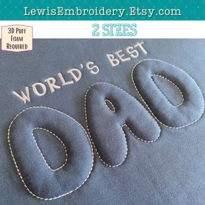 DAD geprägtes 3D Puff Design - Bluey Stickschrift - Puff Foam Stickerei - Cartoon Stickschrift - Vatertags Shirt