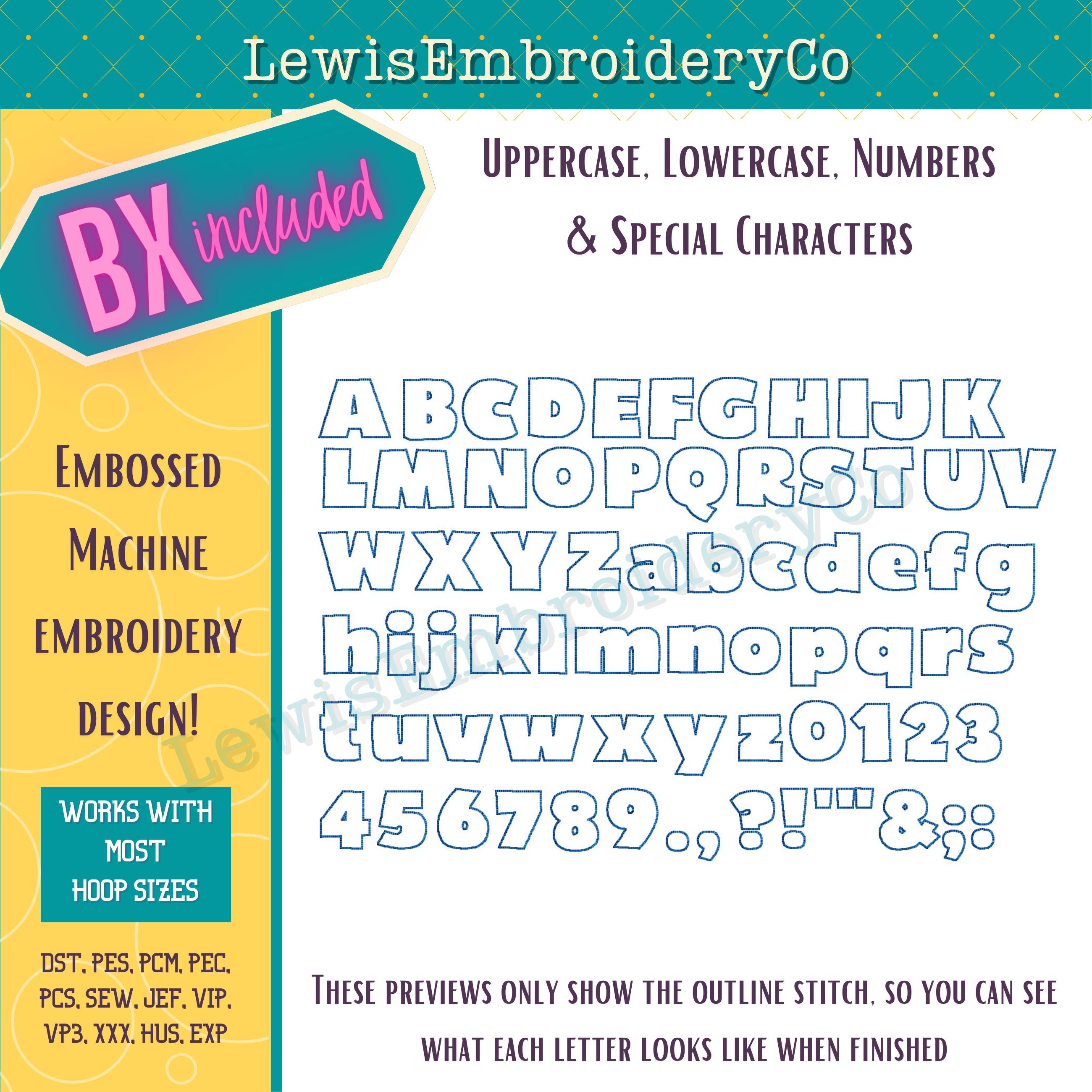 Embossed 3D Puff, Block, Machine Embroidery Font - With BX - (PDF ...