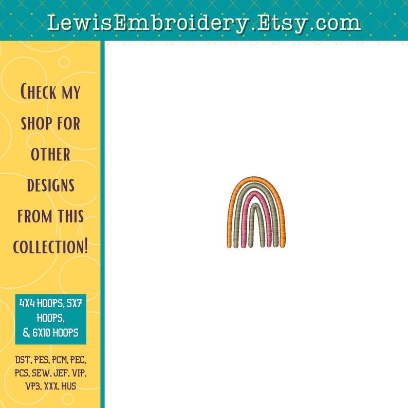 Boho Rainbow Machine Embroidery Design – (digital Download) - Etsy