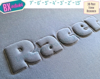 Embossed 3D Puff, Block, Machine Embroidery Font - With BX - (PDF Tutorial Included)