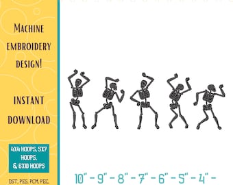 Dancing Skeletons, Machine Embroidery Design – (Instant Download)