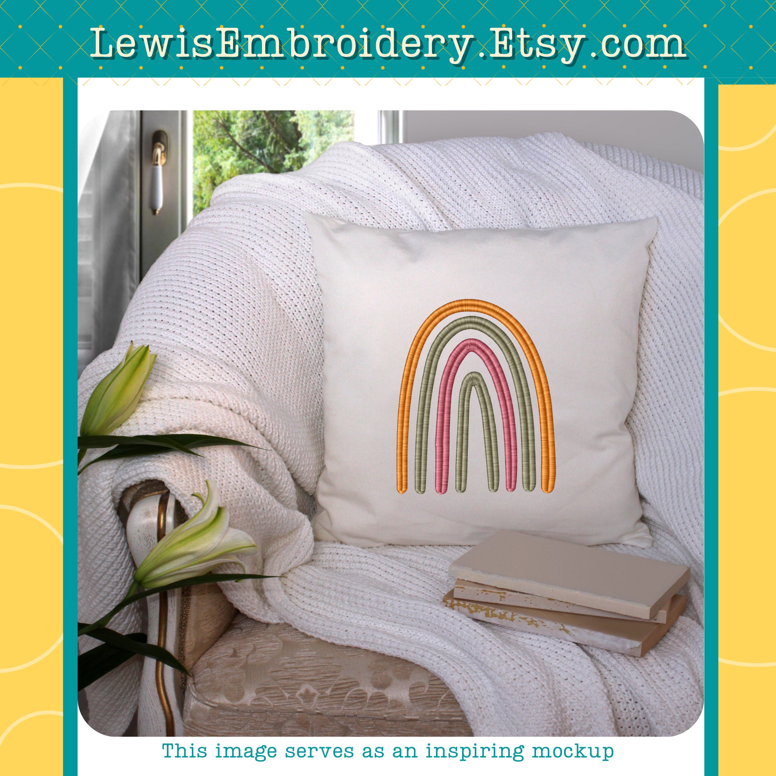 Boho Rainbow Machine Embroidery Design – (digital Download) - Etsy