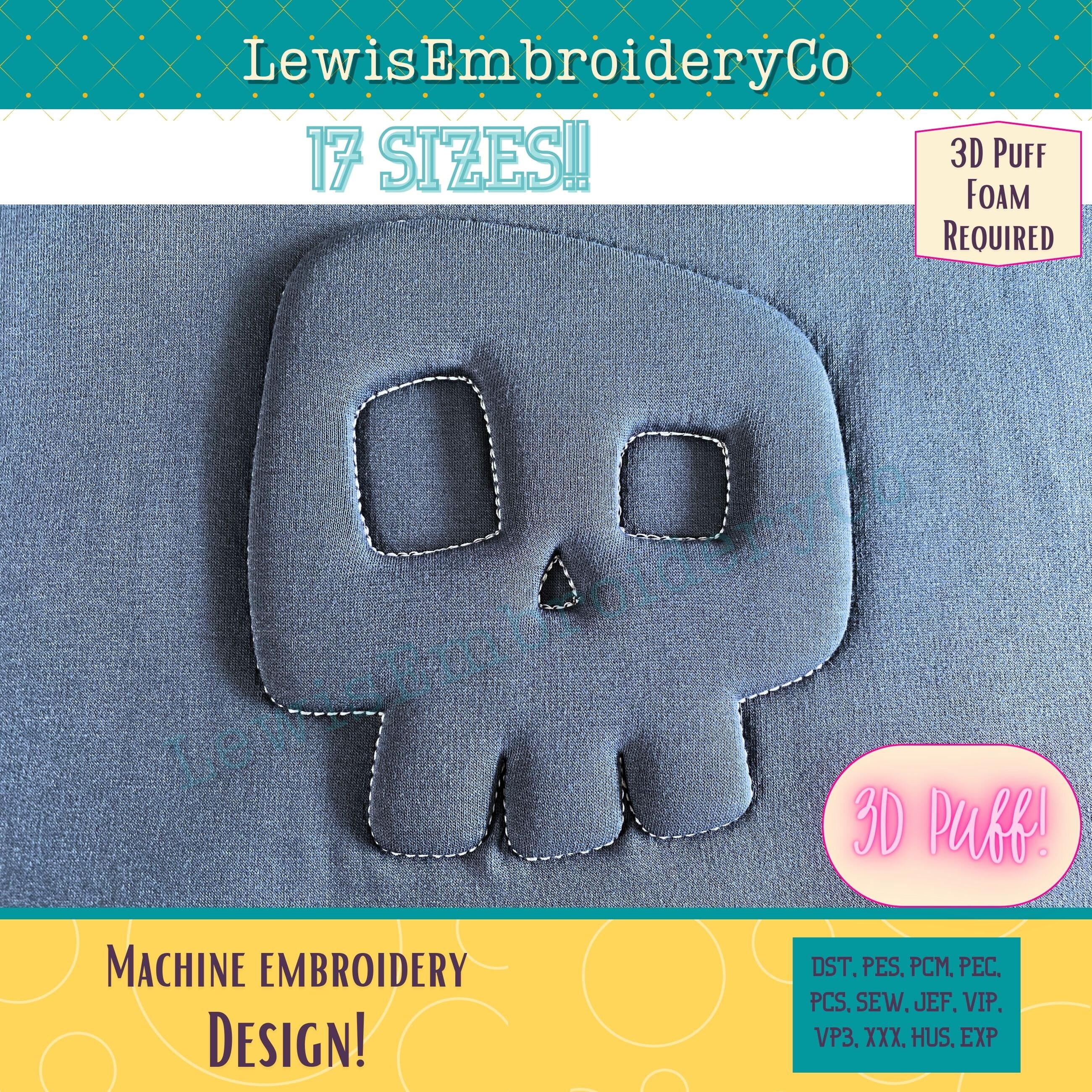 Embossed 3D Puff, Skull, Machine Embroidery Design - (PDF Tutorial ...