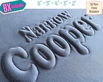 Embossed 3D Puff, Narrow, Machine Embroidery Font - With BX - (PDF Tutorial Included)