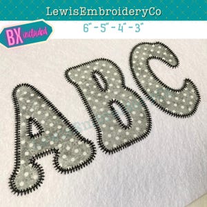 Zig Zag Narrow Cooper Applique Embroidery Font -  Birthday Applique Alphabet - Vintage Applique Embroidery Font - BX Font - Applique Numbers