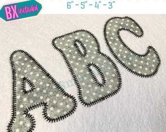 Zig Zag Applique, Narrow, Machine Embroidery Font - With BX - (PDF Tutorial Included)