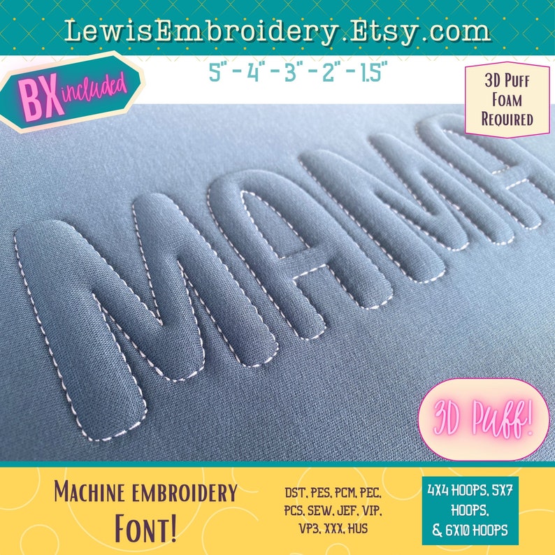 Präglad 3D-puff, maskinbroderitypsnitt - Med BX - (PDF-handledning ingår) bild 6