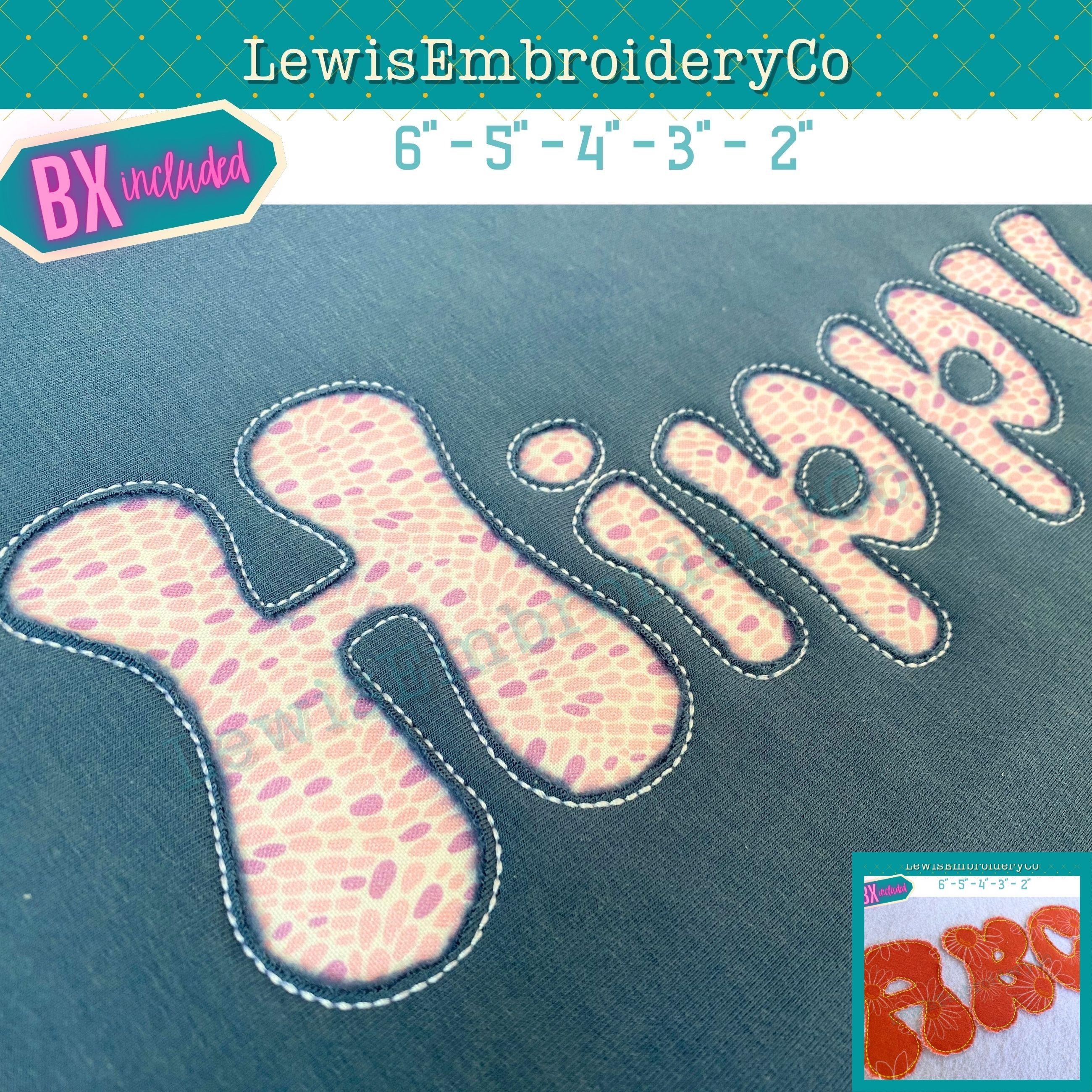 Reverse Applique Embroidery Font - Retro Hippy Applique Font - Raw Edge Applique Alphabet - Bean Applique Embroidery Font - Groovy Font