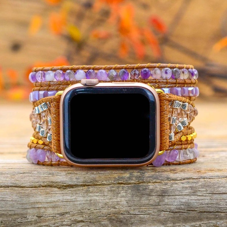 Boho Apple Watch Band Healing Amethyst Apple Watch Straps Etsy
