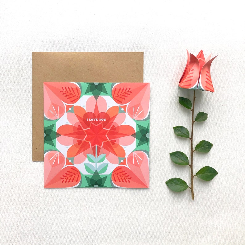 3 card bundle origami greeting cards paper rose Valentines decoration floral paper craft image 3