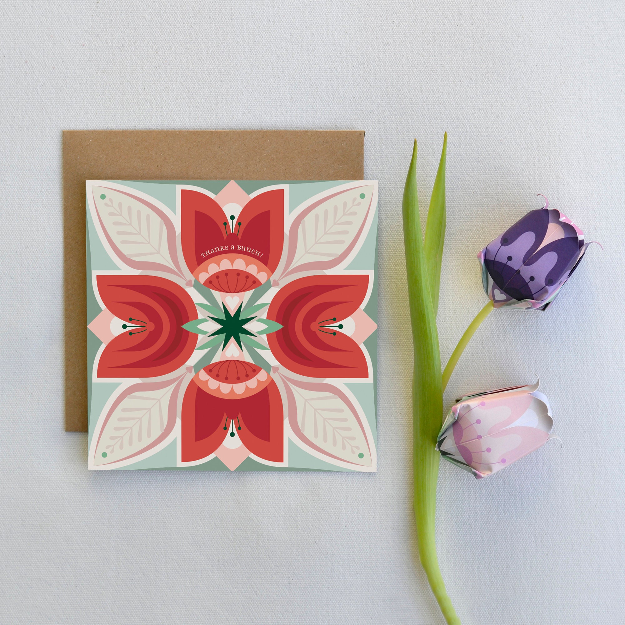 Thank you greeting card 3 origami tulip decorations easy | Etsy