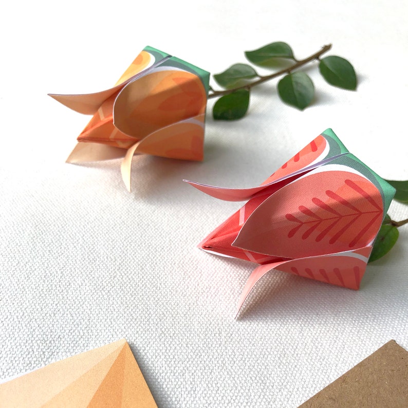 3 card bundle origami greeting cards paper rose Valentines decoration floral paper craft image 7