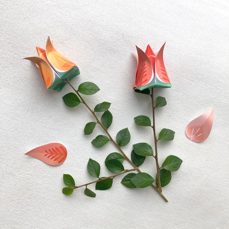 3 card bundle origami greeting cards paper rose Valentines decoration floral paper craft image 2