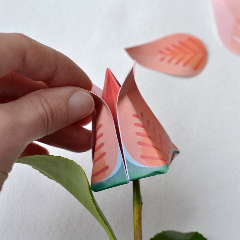 3 card bundle origami greeting cards paper rose Valentines decoration floral paper craft image 4