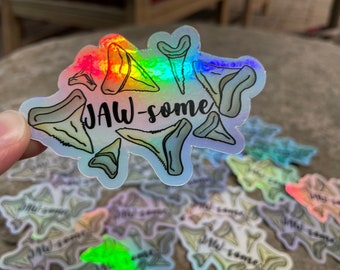 JAWsome Holographic Shark Teeth Sticker