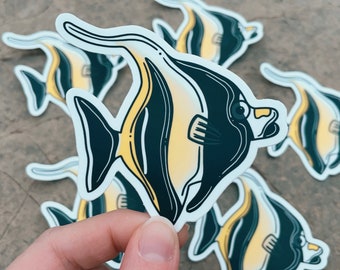 Moorish Idol Sticker 3in, Tropical Fish, Ocean Art, Marine Biology