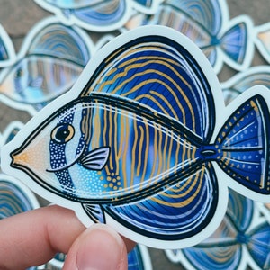 Sailfin Tang Sticker 3in, Topical Fish, Ocean Art, Marine Biology