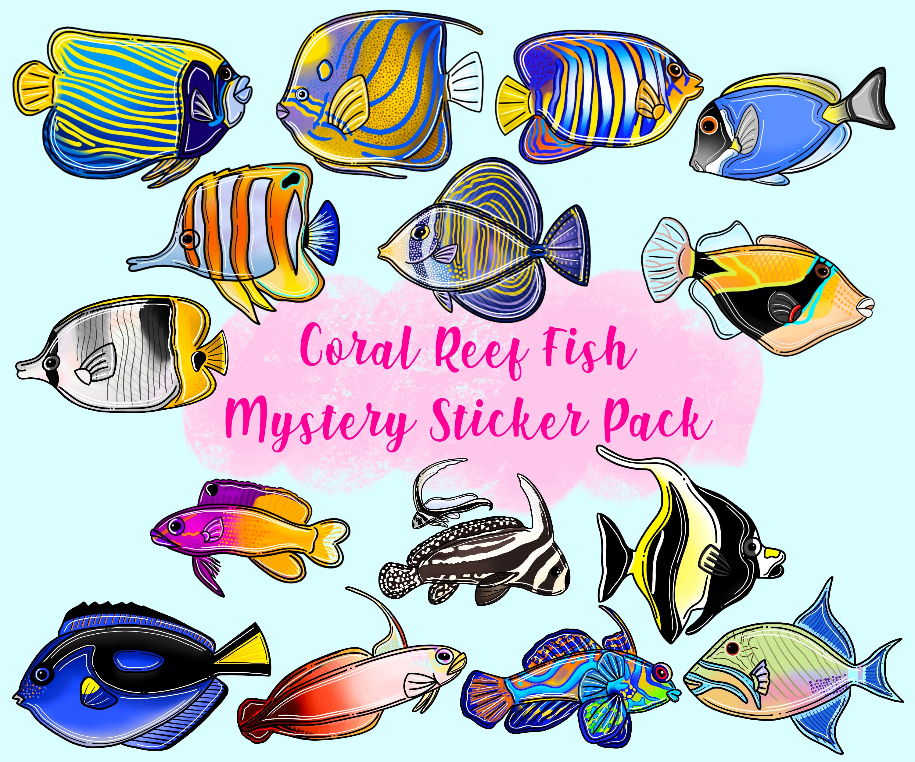 ik heb het gevonden Een centrale tool die een belangrijke rol speelt Samenwerking Coral Reef Fish Mystery Sticker Pack - Etsy