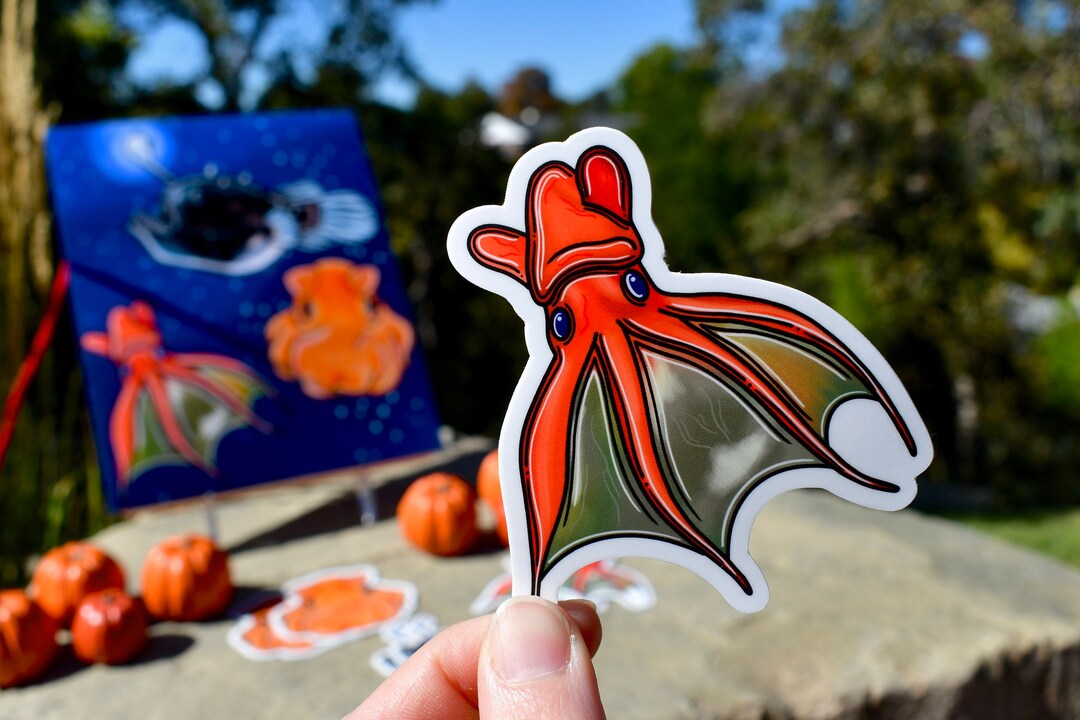 Vampire Squid 3”x3” Deep Sea Sticker, Ocean Art, Marine Biology - Etsy