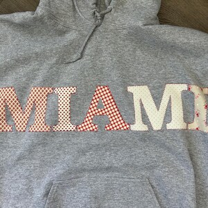 Miami University (OH) hand crafted GRAY hoodie sweatshirt