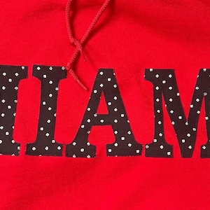Miami University (OH) hand crafted RED hoodie sweatshirt