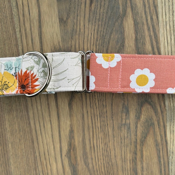 Quick Ship! 1.5 inch Martingale collar VINTAGE APRICOT FLORAL print