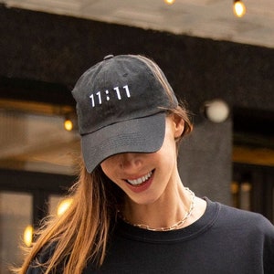 11:11-hoed met cijfers | Wenspet | Trendy chique zwarte baseballpet | Elf Eleven Wish Making-hoed
