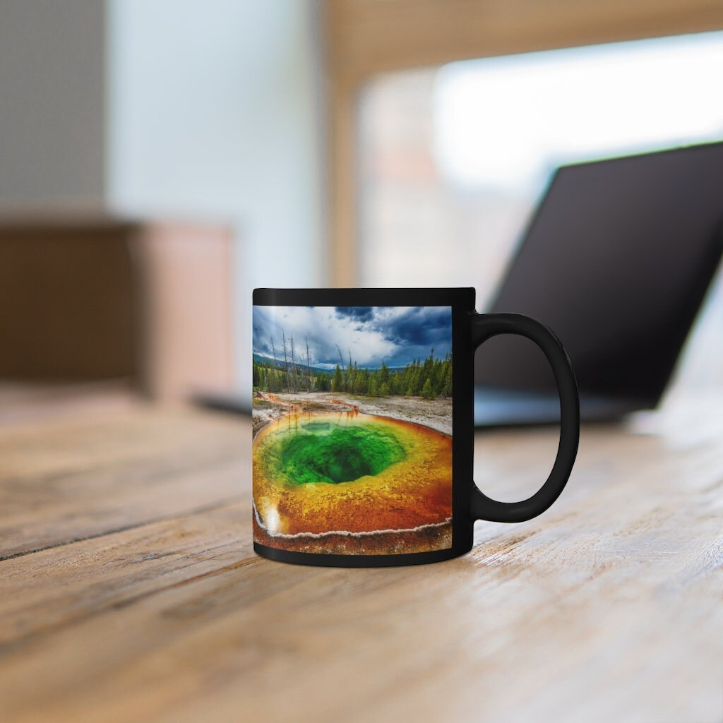 Yellowstone Coffee Mug / Cool Picture of Hot Springs / I Love Etsy