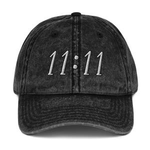 Gorra de sarga de algodón estilo vintage con número de ángel 11:11 / Gorra negra desgastada con la frase "Pide un deseo" / Adicto a la astrología / Once Once