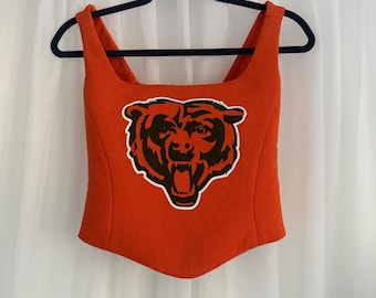 Upcycled Chicago Bears Corset Top -  Reworked Bustier Sportswear Y2K Sustainable Fashion Size 00-0 Women's X-Small