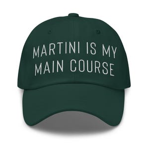 Gorra "Martini es mi plato principal": divertida gorra de camionero bordada, ideal como regalo para amantes de los cócteles, para salidas de chicas, brunch o despedidas de soltera.