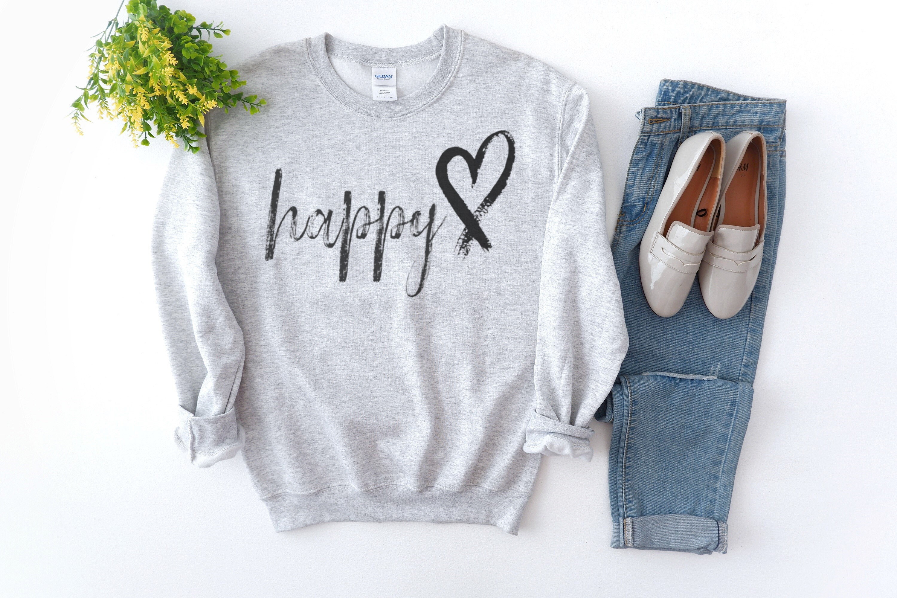 Fun Happy Crewneck Sweatshirt Cute Trendy Sweater for Girl Etsy