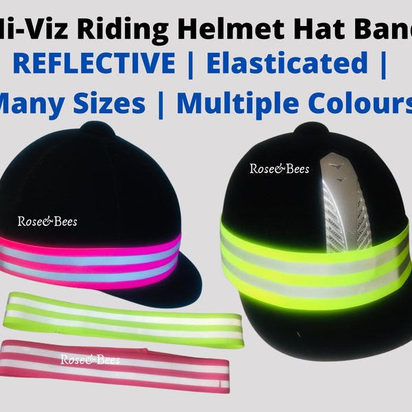 Elastic Hi Viz Reflective | Hat Band | Horse Riding | Helmet protection | Equestrian | Horse Pony Training | Helmet Band Safety| Equin Cover