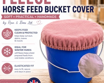 Housse de seau en polaire | Housse élastique pour seau à aliments pour chevaux | Housse pour gamelle | Accessoire d'écurie | Plusieurs tailles | Soins équestres