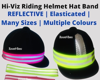 Elastic Hi Viz Reflective | Hat Band | Horse Riding | Helmet protection | Equestrian | Horse Pony Training | Helmet Band Safety| Equin Cover