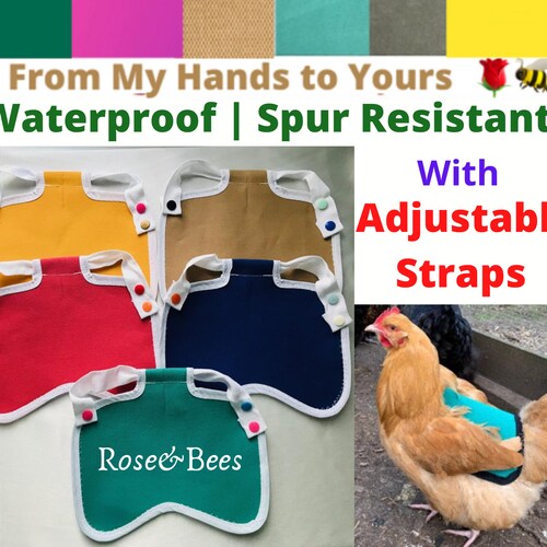 CHICKEN SADDLE | Chicken Apron | Hen protector | Waterproof Canvas | Rooster Protection | Poultry Mating | Bantam | Many Sizes | Cockerel