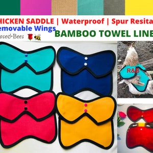 Chicken SADDLE | TOWEL Lined | with  WINGS | Waterproof | Adjustable Straps | Mating Guard | Protector Hen | Poultry Breeding | Duck Jacket