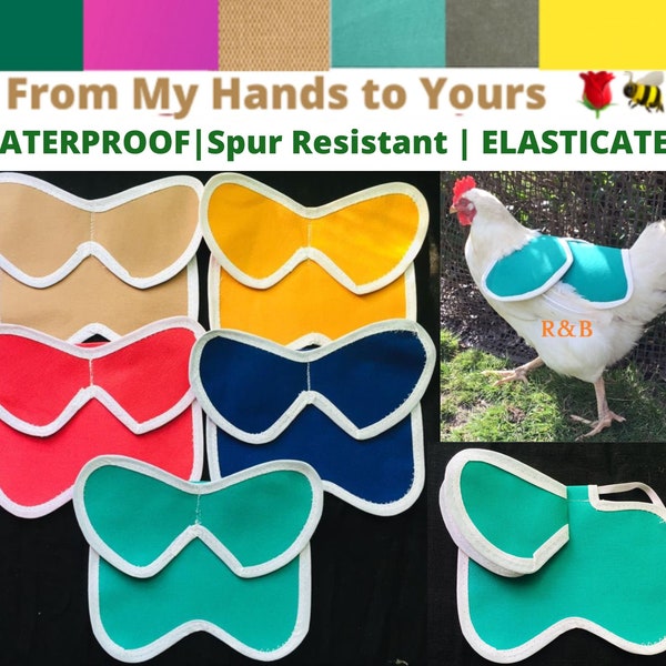 CHICKEN SADDLE | Chicken Apron| Hen protector | Poulet | Henchen | Chicken WINGS  Protection | Waterproof Canvas| Bantam |  S M L Cockerel