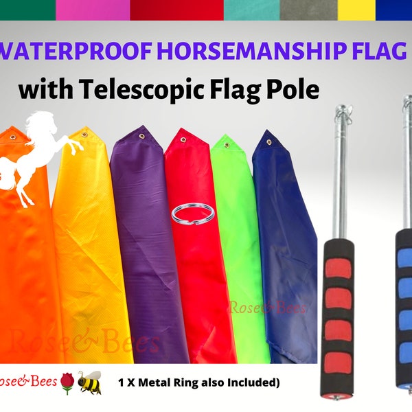 Natural Horsemanship Training Flag | Equin Grooming | Horse Development | Ripstop Nylon with Flagpole | With Grommet Ring | Sizes + Colours