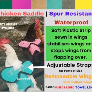 CHICKEN SADDLE | Poultry Jacket | Hen Apron | Spur Resistant Waterproof | Chicken WINGS Protector | Cape Back Hen | Feather Care | Egg Layer