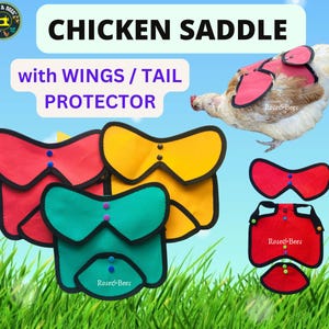 CHICKEN Saddle| Poultry Apron| With WINGS & TAIL Protection | Adjustable Hen protector| Waterproof canvas | Bantam Apron| Chicken Back Guard