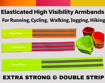 High Visibility Armbands | Hi Vis Arm Straps|  High Vis Security Arm Band | Double Reflective Bands For Walking Cycling Jogging Hiking Night