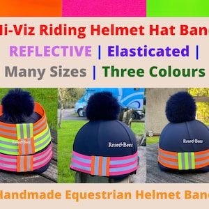 Elastic Hi Viz Reflective Hat Band | Horse Riding Helmet protection | Equestrian | Horse Pony Training | Safety Kids Adult | Equin Cover