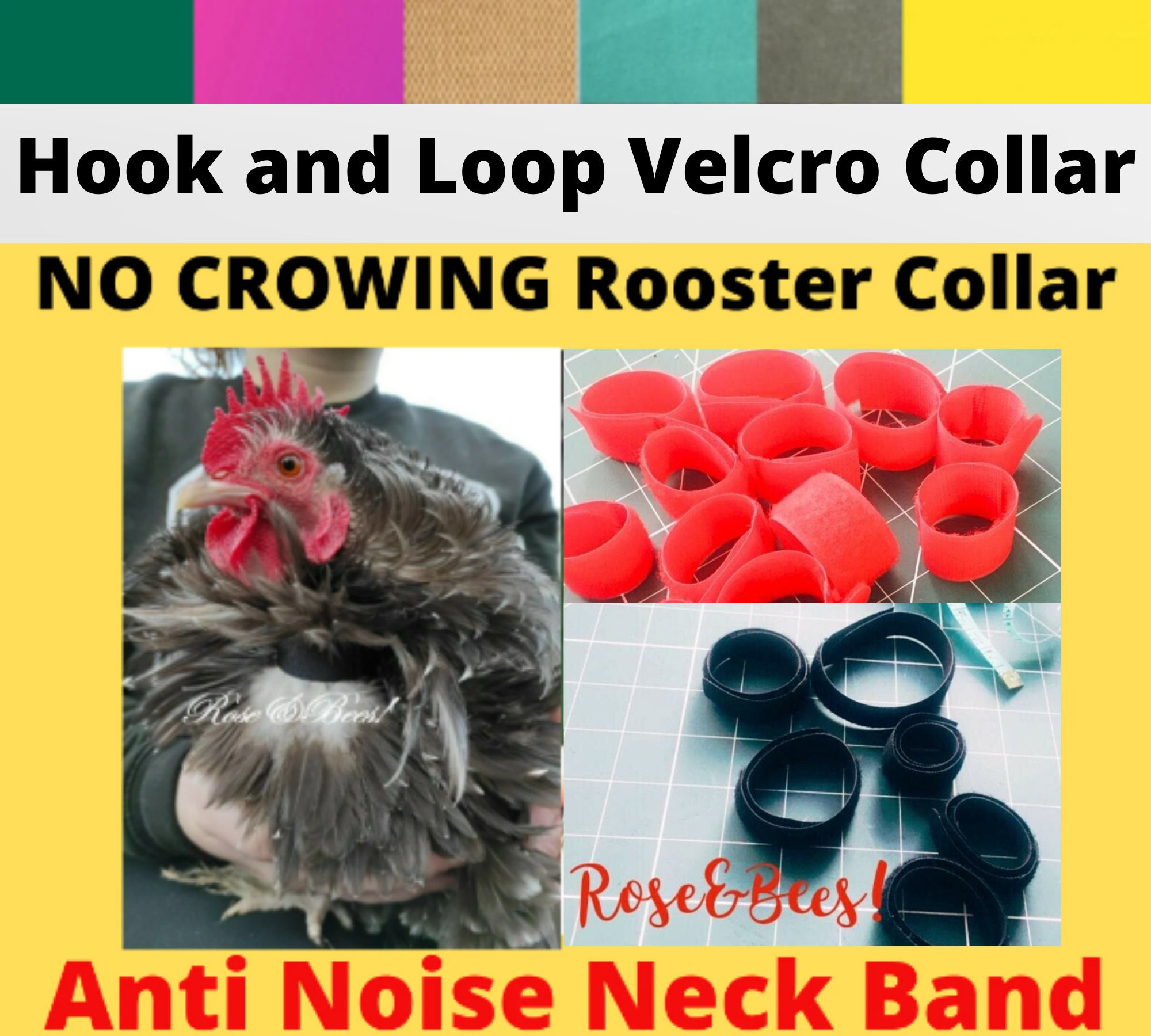 2x Chicken Neckband Cockerel Neck Belt Anti Noise Rooster Anti Crow Collars