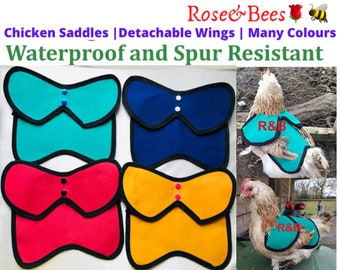 SELLE DE POULET | Tablier de poulet | Protecteur de poule | Toile imperméable | Protection dorsale WINGS | Accouplement de volaille | Bantam | Plusieurs tailles | Coquelet